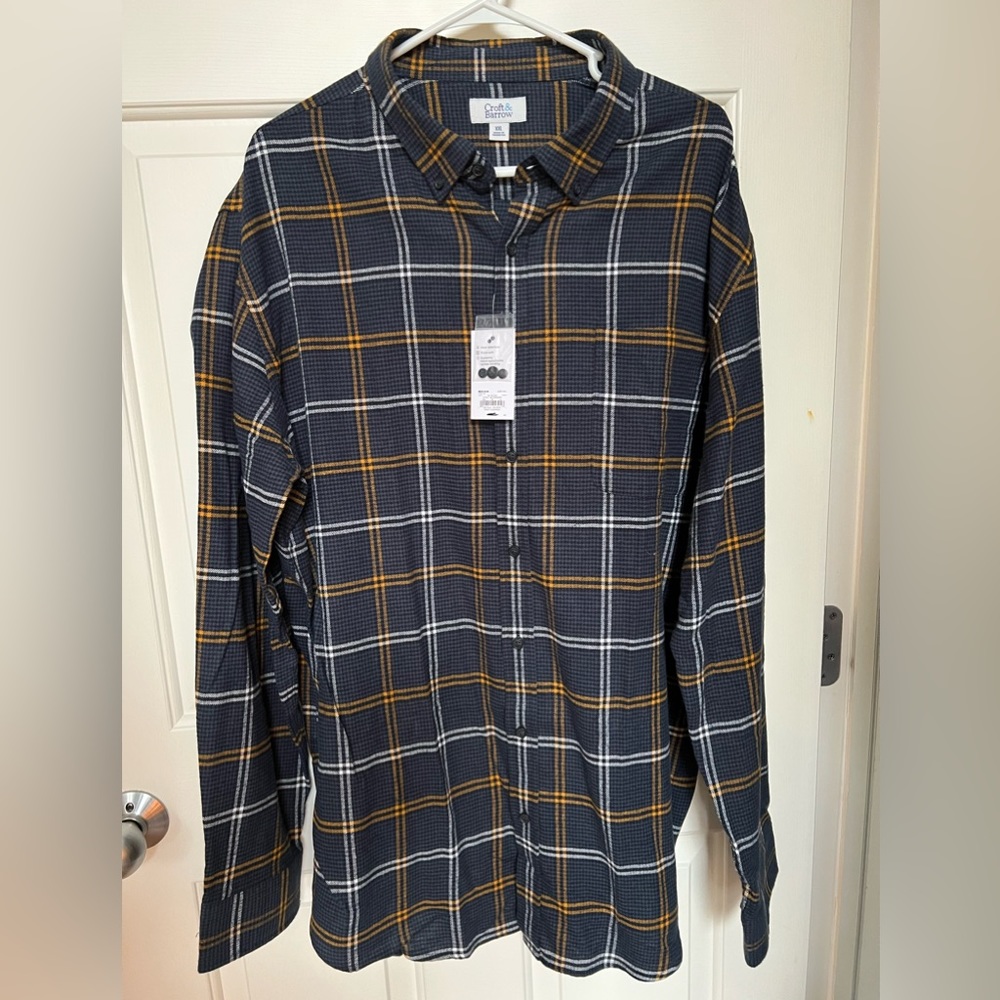 Men’s Blue and Gold flannel Croft & Barrow shirt, Sz. XXL.  NWT. Make offer!